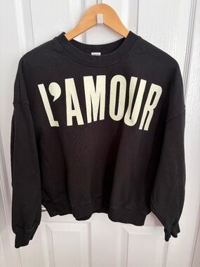 Clare V "L'Amour" Sweatshirt, Black, Size XL